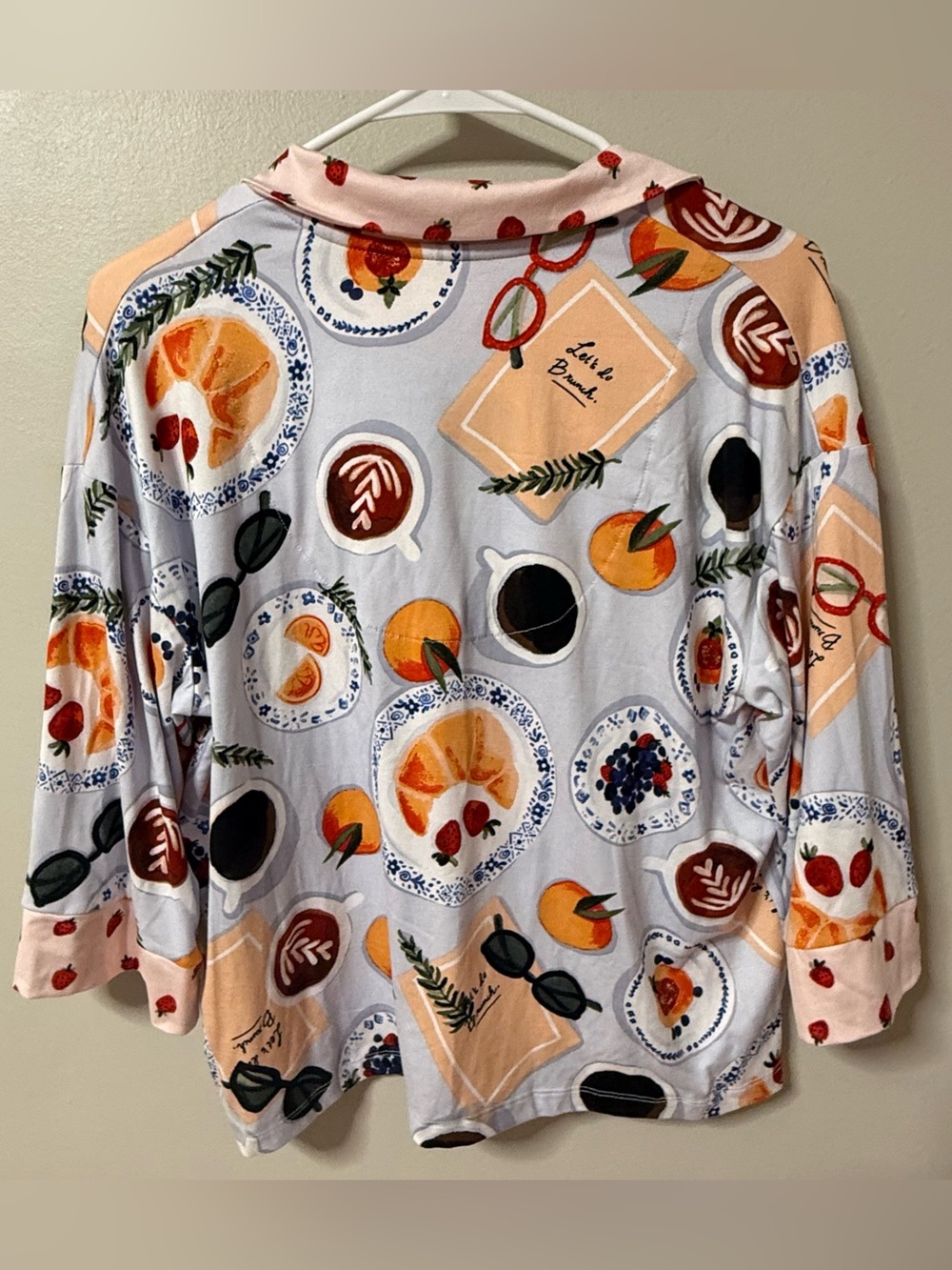 Beauty Sleep Social Pajama Set Womens Breakfast Coffee Croissant Billie Small - Picture 4 of 16